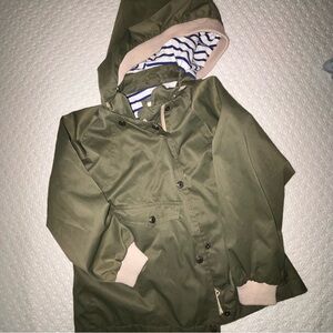 Meanbear girl 6/7 olive green hooded jersey lined jacket